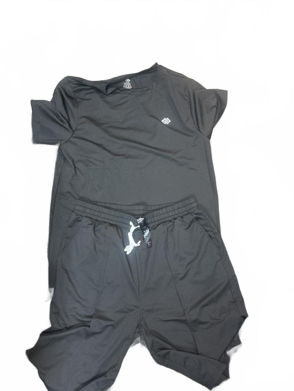 MoFiz Men Black Athletic Short Set 2-Piece Activewear T-Shirt & Shorts XL